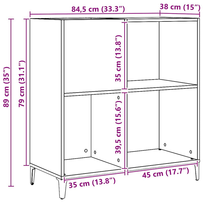 Dulap discuri stejar artizanal 84,5x38x89 cm lemn prelucrat - WALTI WALTI