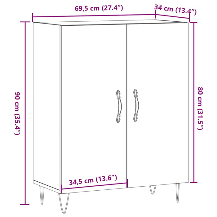 Dulap, stejar artizanal, 69,5x34x90 cm, lemn prelucrat - WALTI WALTI