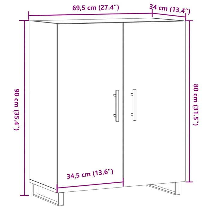 Dulap, stejar artizanal, 69,5x34x90 cm, lemn prelucrat - WALTI WALTI