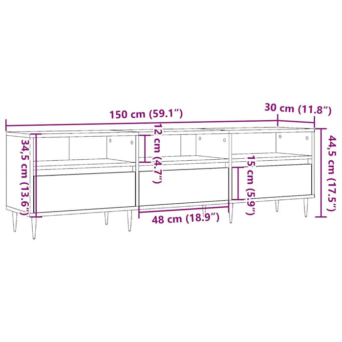Comodă TV, lemn vechi, 150x30x44,5 cm, lemn prelucrat - WALTI WALTI