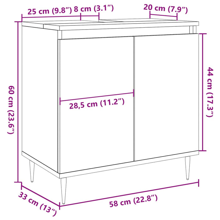 Dulap de baie, gri beton, 58x33x60 cm, lemn prelucrat WALTI