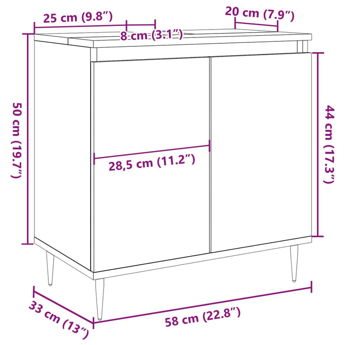 Dulap de baie, lemn vechi, 58x33x60 cm, lemn prelucrat WALTI