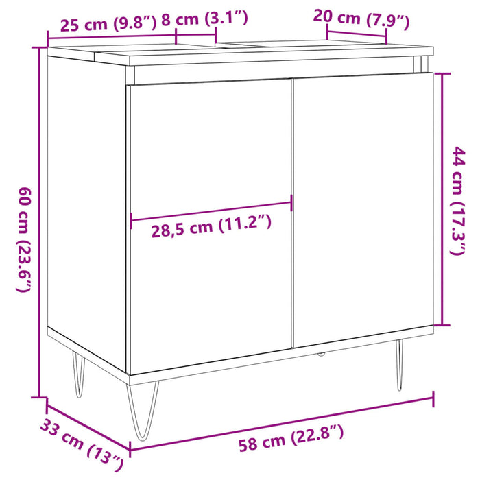 Dulap de baie, gri beton, 58x33x60 cm, lemn prelucrat WALTI