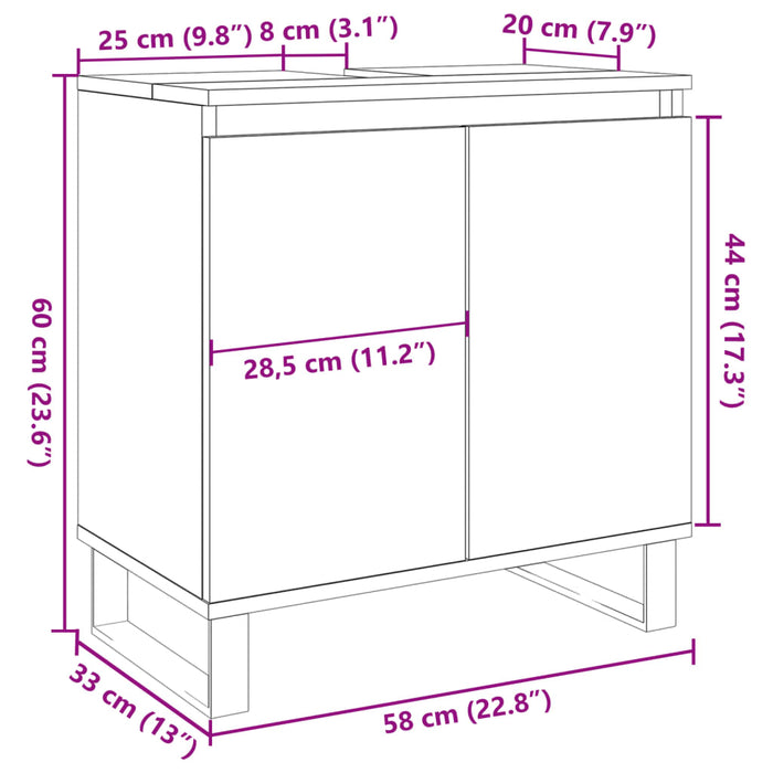 Dulap de baie, gri beton, 58x33x60 cm, lemn prelucrat WALTI