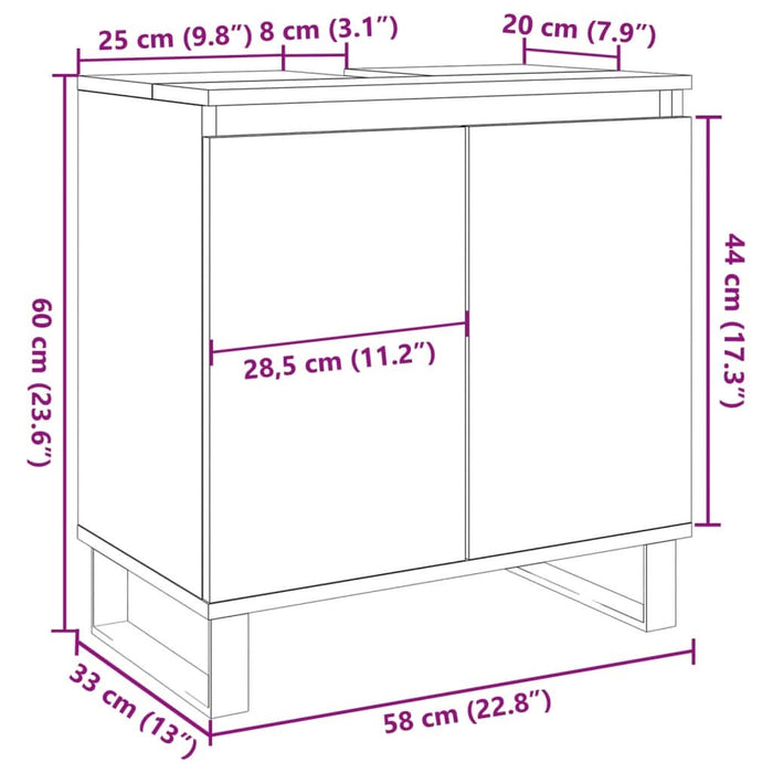 Dulap de baie, lemn vechi, 58x33x60 cm, lemn prelucrat - WALTI WALTI