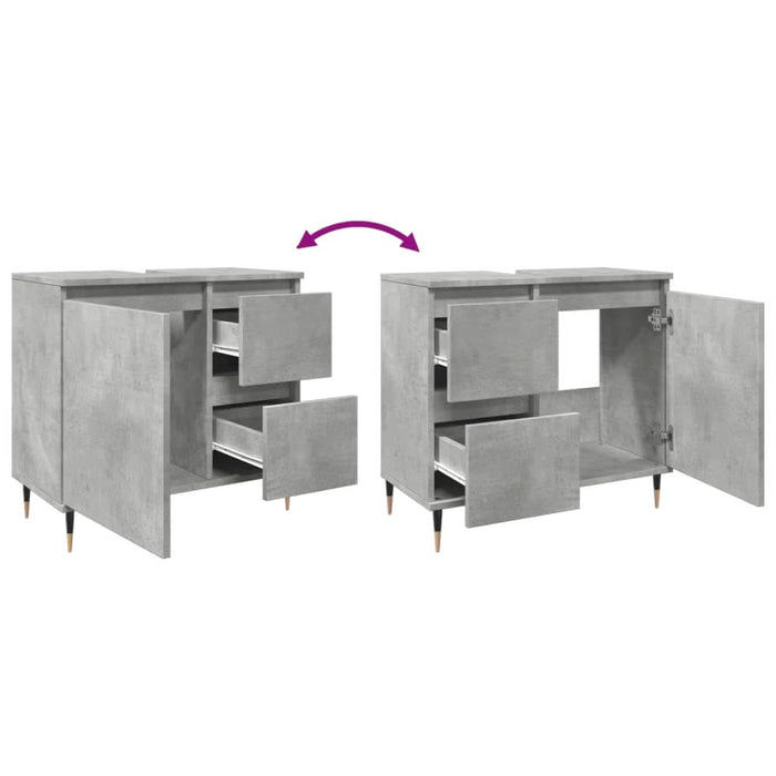 Dulap de baie, gri beton, 65x33x60 cm, lemn prelucrat - WALTI WALTI