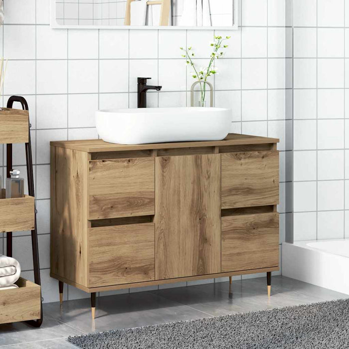 Dulap pentru baie stejar artizanal, 80x33x60 cm, lemn prelucrat - WALTI WALTI