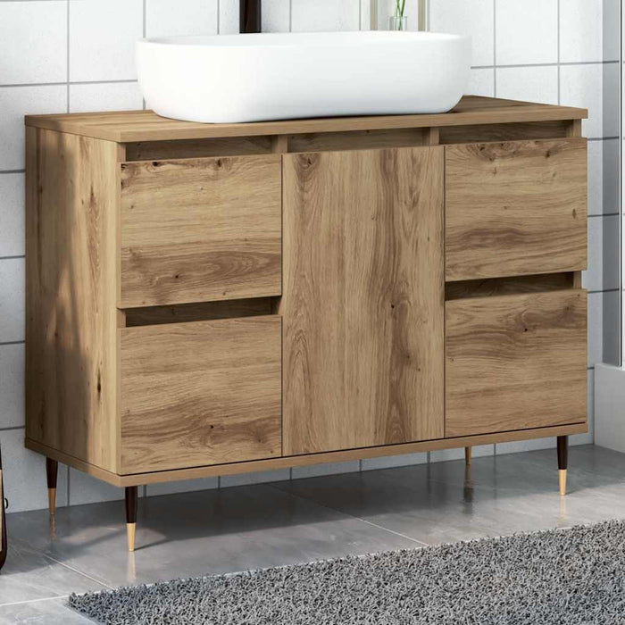 Dulap pentru baie stejar artizanal, 80x33x60 cm, lemn prelucrat - WALTI WALTI