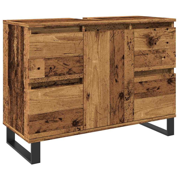 Dulap chiuvetă baie, lemn vechi, 80x33x60 cm, lemn prelucrat - WALTI WALTI