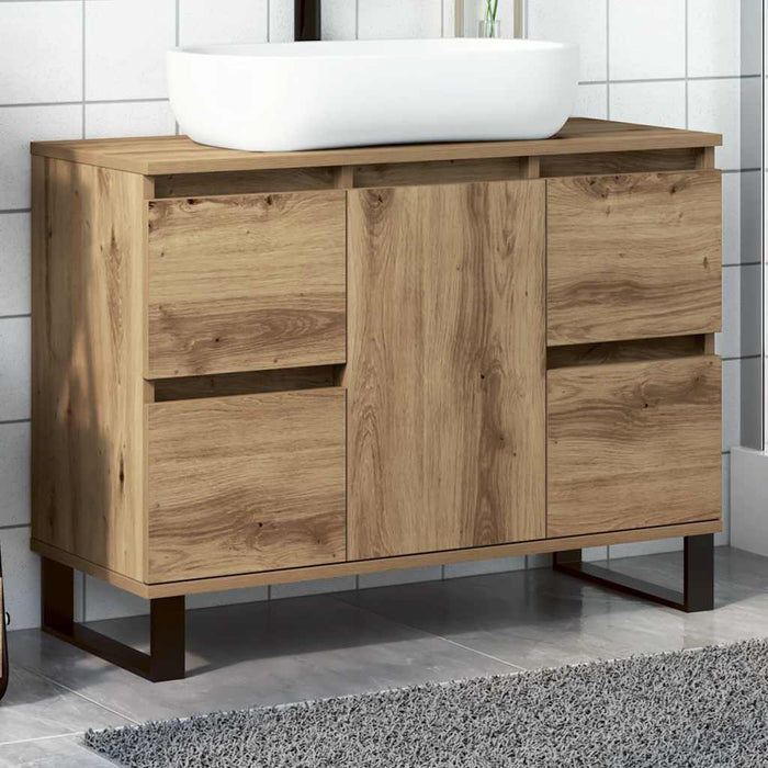 Dulap chiuvetă baie stejar artizanal 80x33x60 cm lemn prelucrat - WALTI WALTI