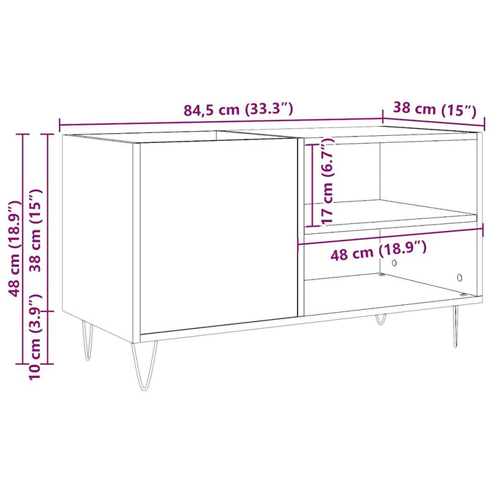 Dulap discuri stejar artizanal, 84,5x38x48 cm, lemn prelucrat - WALTI WALTI