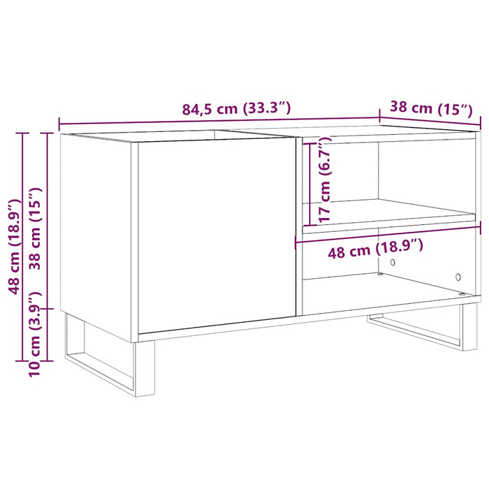 Dulap discuri stejar artizanal, 84,5x38x48 cm, lemn prelucrat - WALTI WALTI