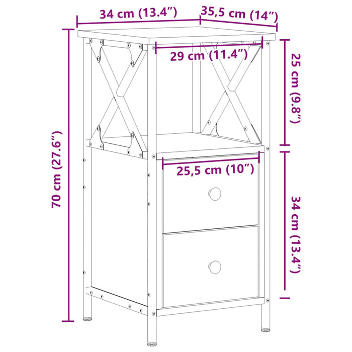 Noptiere, 2 buc, lemn vechi, 34x35,5x70 cm, lemn prelucrat WALTI