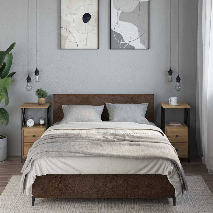 Noptiere 2 buc. stejar artizanal, 34x35,5x70 cm, lemn prelucrat - WALTI WALTI