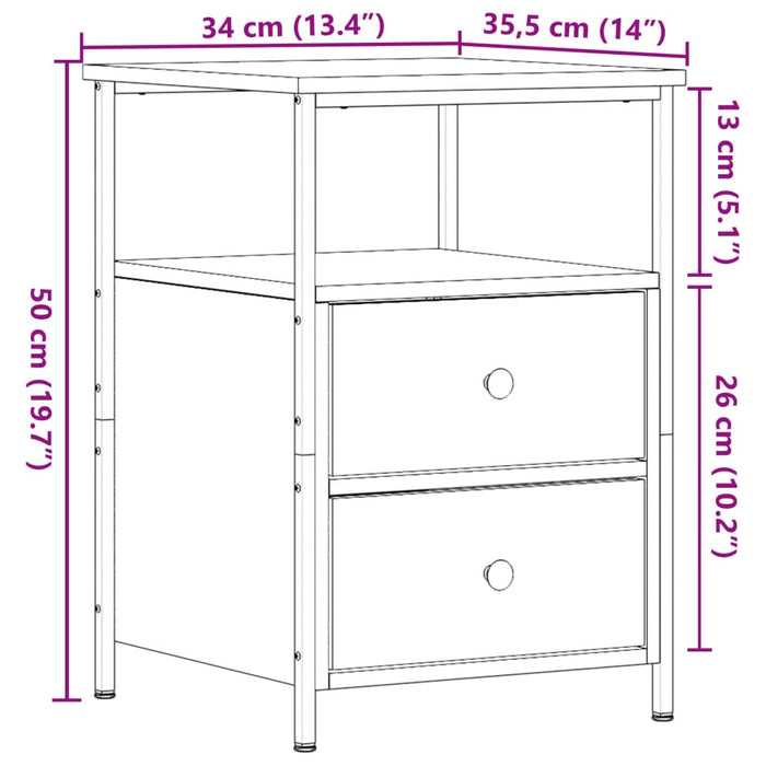 Noptiere, 2 buc, lemn vechi, 34x35,5x50 cm, lemn prelucrat - WALTI WALTI