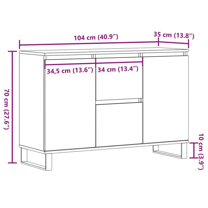 Servantă, lemn vechi, 104x35x70 cm, lemn prelucrat - WALTI WALTI
