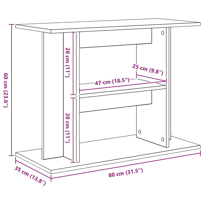 Suport pentru acvariu, lemn vechi, 80x35x60 cm, lemn stratificat WALTI