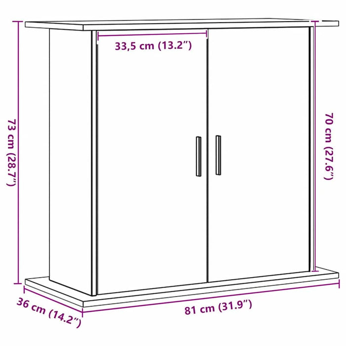 Suport pentru acvariu, stejar artizanal, 81x36x73 cm, lemn stratificat WALTI