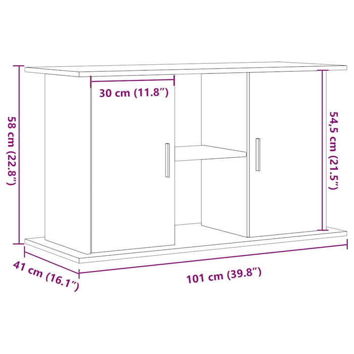 Suport acvariu, stejar artizanal, 101x41x58 cm, lemn prelucrat - WALTI WALTI