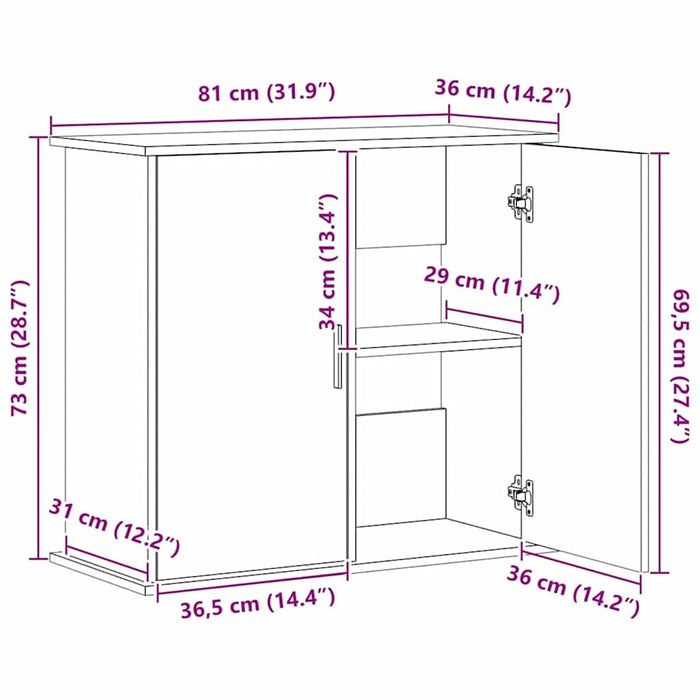 Suport pentru acvariu, stejar artizanal, 81x36x73 cm, lemn stratificat WALTI