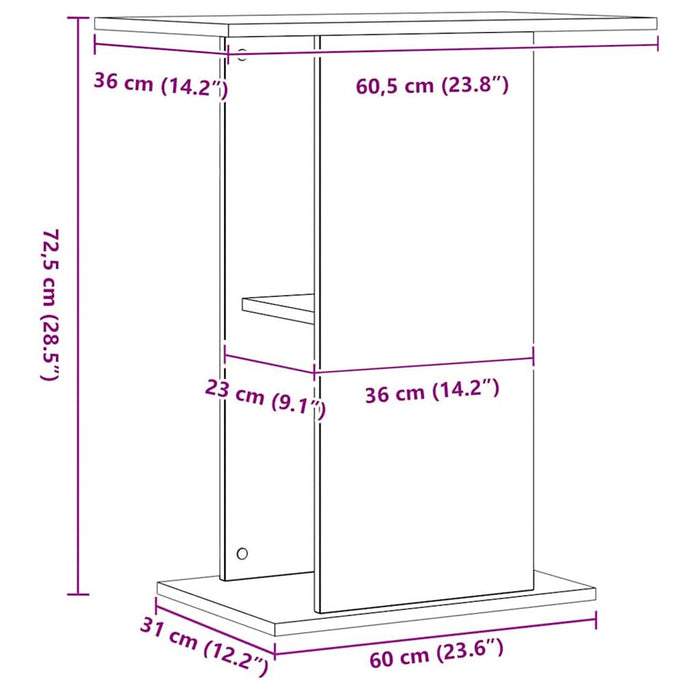 Suport pentru acvariu, lemn stratificat, stejar artizanal, 36x60,5x72,5 cm WALTI