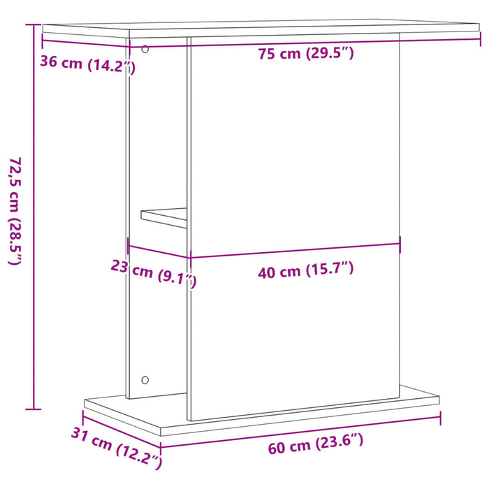 Suport pentru acvariu, lemn vechi, 36x75x72,5 cm, lemn stratificat WALTI