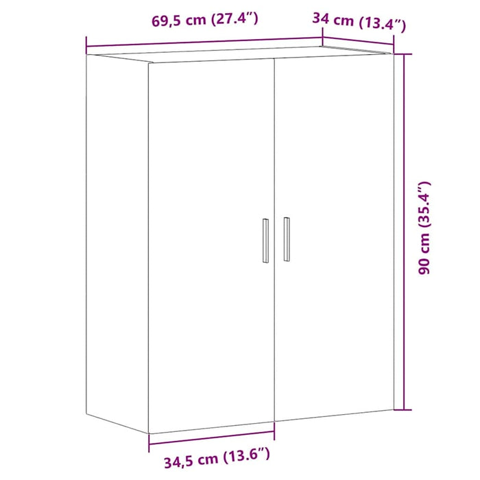 Dulap montat pe perete, stejar artizanal, 69,5x34x90 cm WALTI