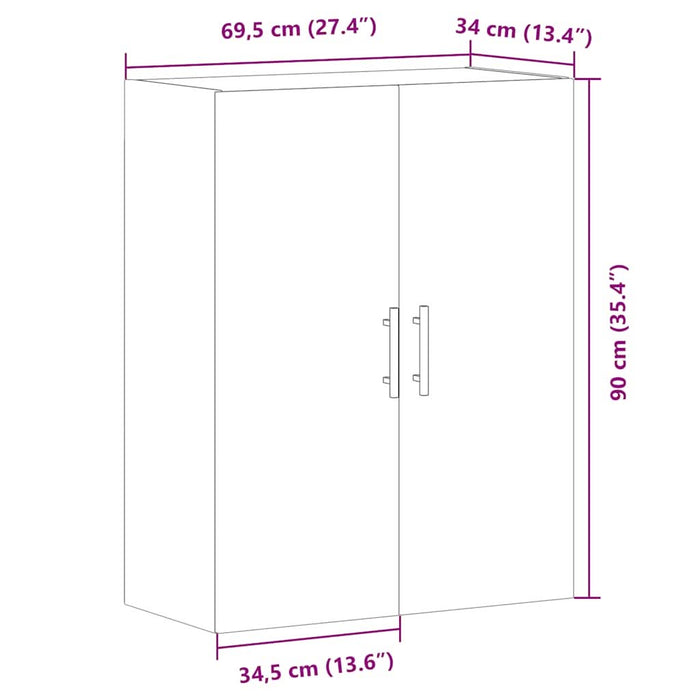 Dulap montat pe perete lemn vechi 69,5x34x90 cm - WALTI WALTI