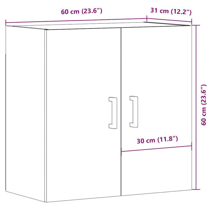 Dulap de perete, stejar artizanal, 60x31x60 cm, lemn prelucrat - WALTI WALTI