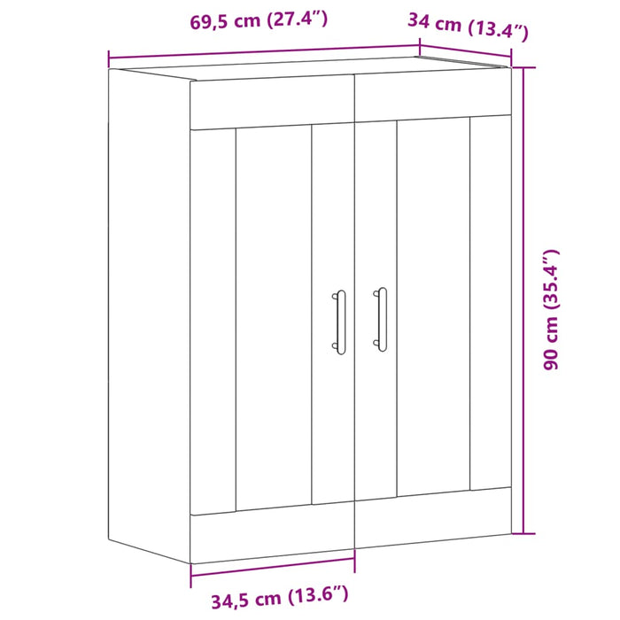 Dulap montat pe perete lemn vechi 69,5x34x90 cm lemn prelucrat - WALTI WALTI