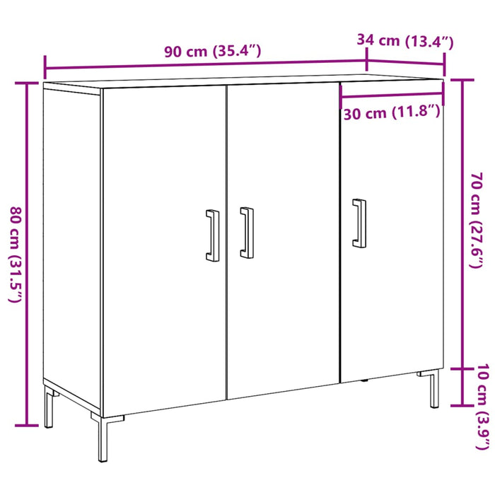 Dulap, stejar artizanal, 90x34x80 cm, lemn prelucrat - WALTI WALTI