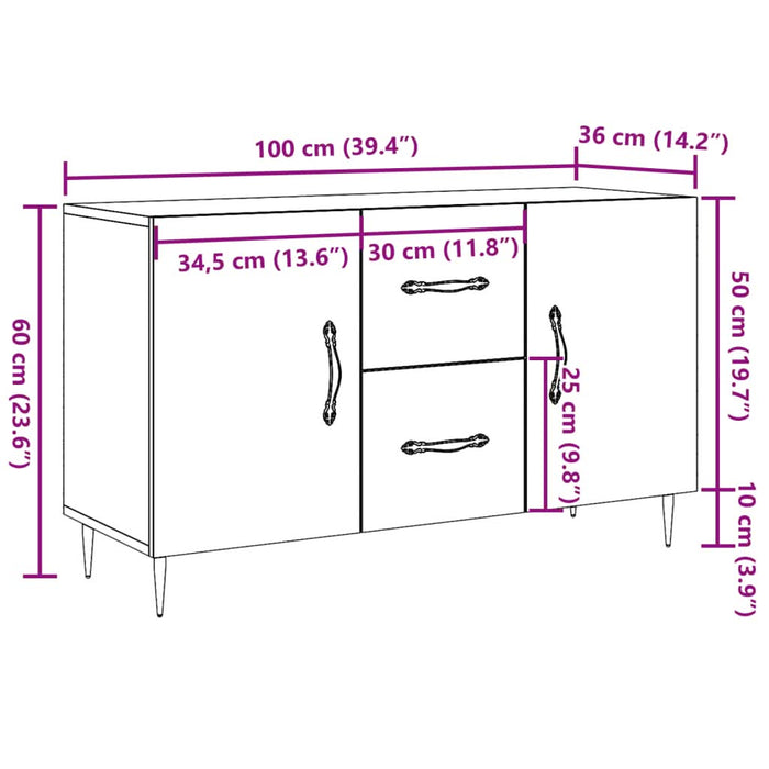 Dulap, stejar artizanal, 100x36x60 cm, lemn prelucrat - WALTI WALTI