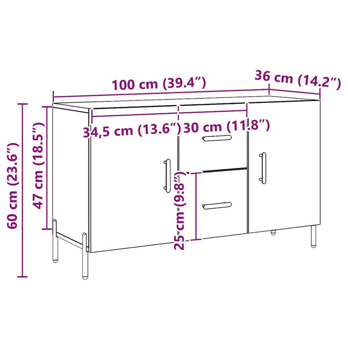 Dulap, stejar artizanal, 100x36x60 cm, lemn prelucrat - WALTI WALTI