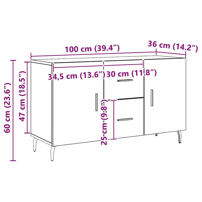 Dulap, stejar artizanal, 100x36x60 cm, lemn prelucrat - WALTI WALTI