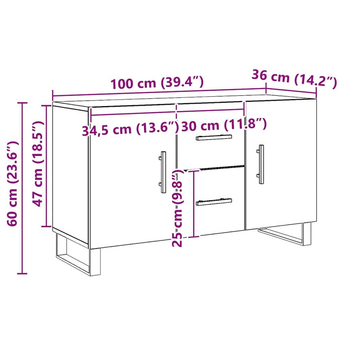 Dulap, stejar artizanal, 100x36x60 cm, lemn prelucrat - WALTI WALTI