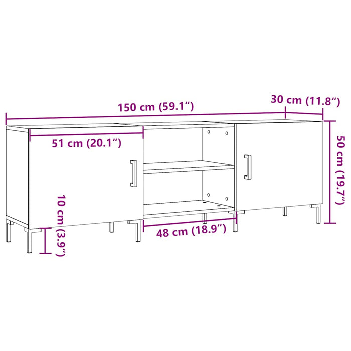 Dulap TV, lemn vechi, 150x30x50 cm, lemn prelucrat - WALTI WALTI