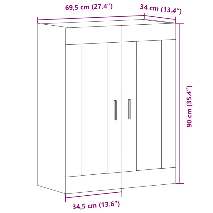Dulap montat pe perete, stejar artizanal, 69,5x34x90 cm - WALTI WALTI