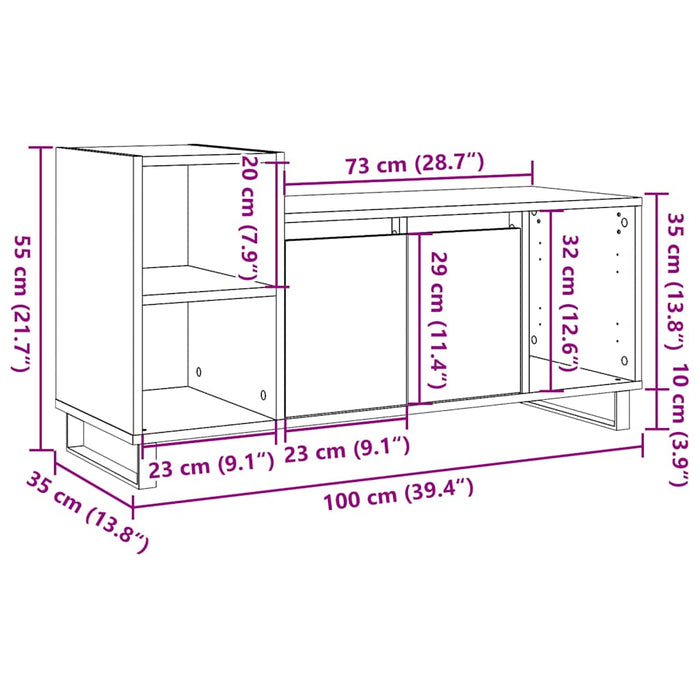 Comodă TV, stejar artizanal, 100x35x55 cm, lemn prelucrat - WALTI WALTI