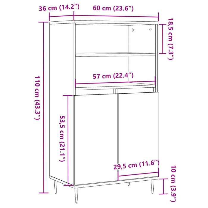 Dulap înalt, lemn vechi, 60x36x110 cm, lemn prelucrat - WALTI WALTI