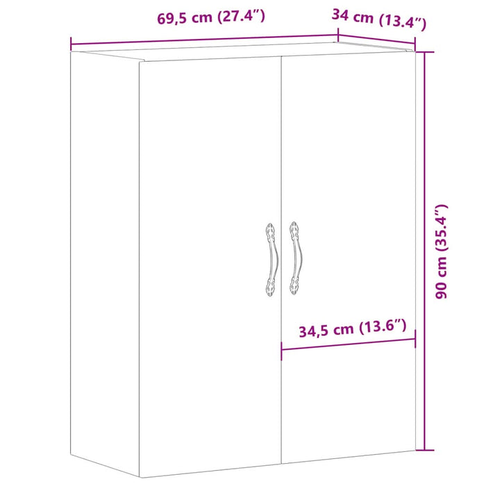 Dulap montat pe perete lemn vechi 69,5x34x90 cm lemn prelucrat - WALTI WALTI