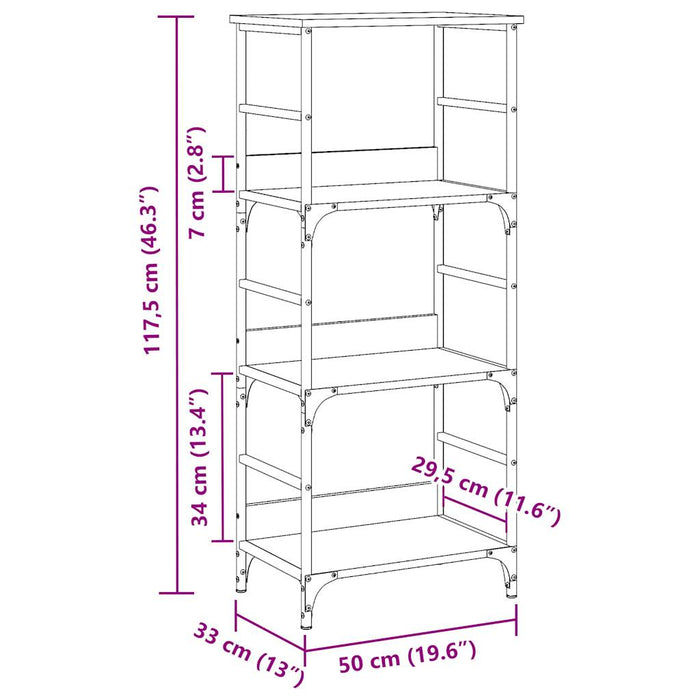 Bibliotecă, lemn vechi, 50x33x117,5 cm, lemn prelucrat - WALTI WALTI