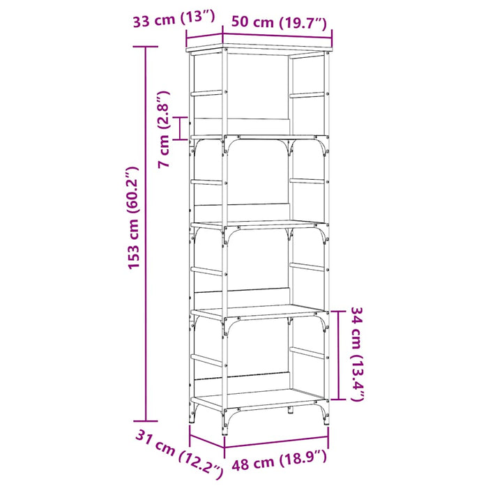 Bibliotecă, lemn vechi, 50x33x153 cm, lemn prelucrat - WALTI WALTI