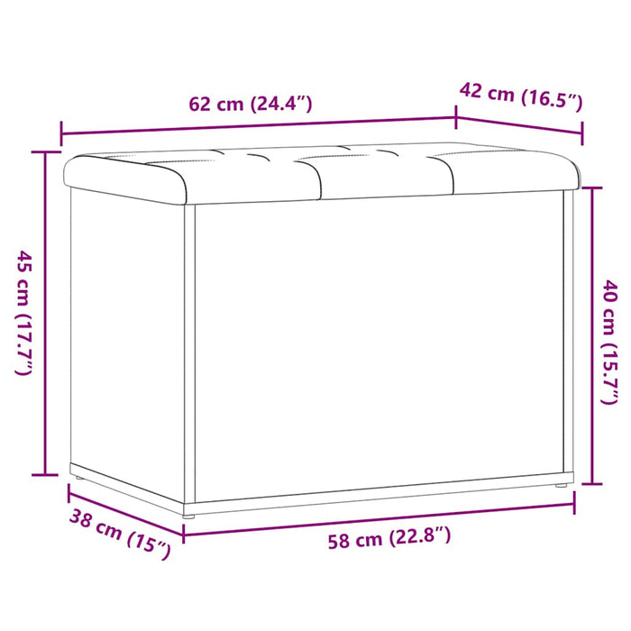 Bancă de depozitare din lemn vechi 62x42x45 cm lemn prelucrat WALTI