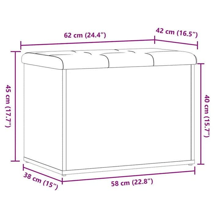 Bancă de depozitare Stejar artizanal 62x42x45 cm lemn prelucrat - WALTI WALTI