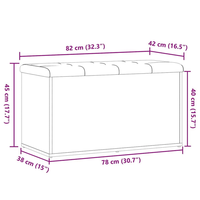 Bancă de depozitare, stejar artizanal, 82x42x45 cm, lemn stratificat - WALTI WALTI