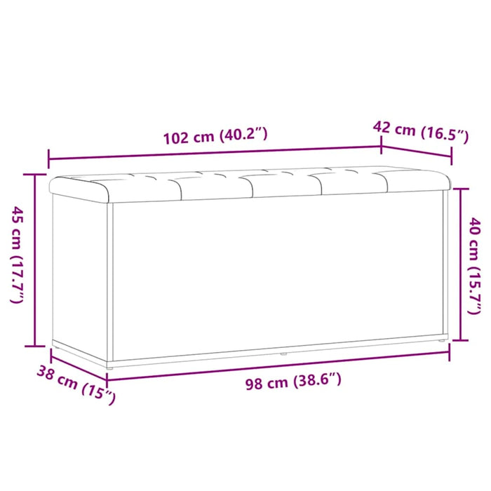 Bancă de depozitare, stejar artizanal, 102x42x45 cm, lemn stratificat - WALTI WALTI