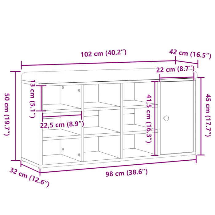 Bancă de pantofi Stejar artizanal 102x32x50 cm lemn prelucrat WALTI