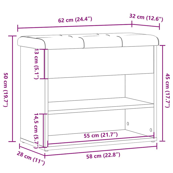 Banchetă pantofar stejar artizanal 62x32x50 cm lemn prelucrat WALTI