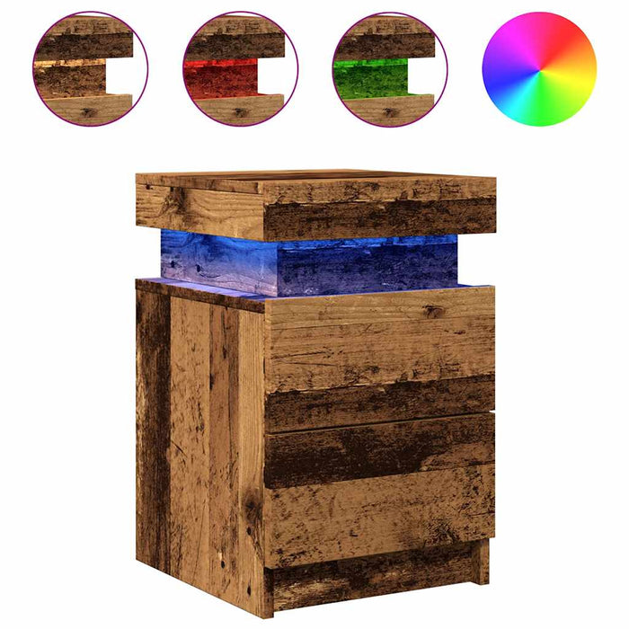 Noptieră cu LED, lemn învechit, 35x39x55 cm, lemn prelucrat - WALTI WALTI