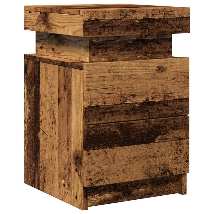 Noptieră cu LED, lemn învechit, 35x39x55 cm, lemn prelucrat - WALTI WALTI